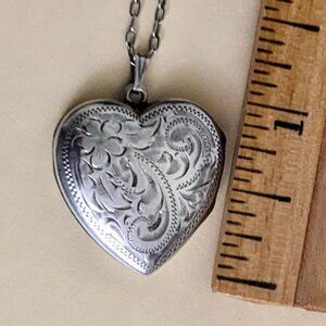 Sterling Silver Heart Photo Locket and Chain